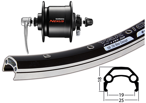 Vorderrad 28x1.75 Yak19/sw/NDy/QR/sw/Ni-sw