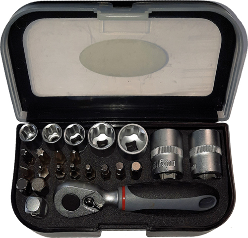 Ratschen-Bit u.Stecknussset CP f.1/4" +3/8" 23-teilige Box