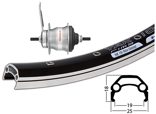 Hinterrad 28x1.75 Yak19/sw/Nex7/sw/Ni-sw