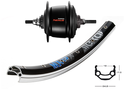 Hinterrad 28x1.75 MX19/sw/Nex8LL/sw/Ni