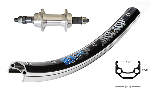 Hinterrad 26x1.75 MX19/sw/Skr-Alu/si/Ni